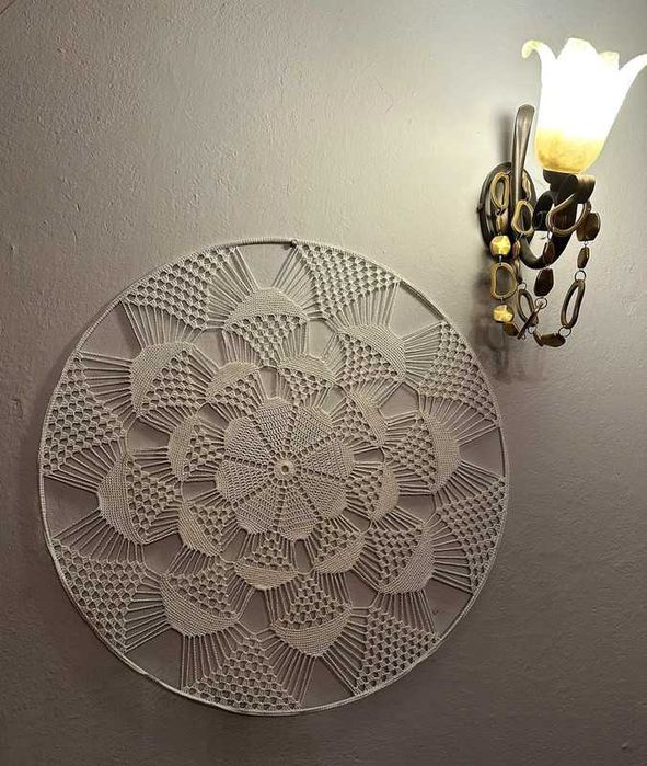 rozeta- mandala 65cm -szydełkowa serweta w obręczy
