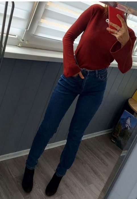 Джинси мом насичений синій