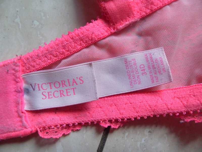 Koronkowy stanik biustonosz Victoria's Secret 34D 75D neon bielizna