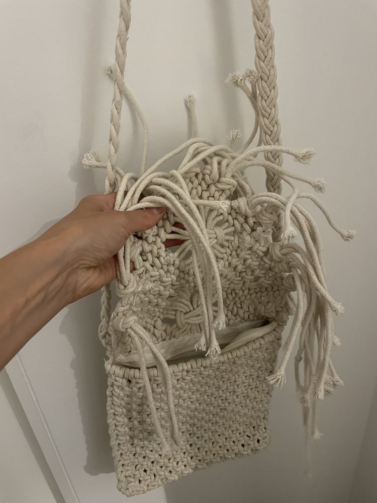 Mala macramé bege