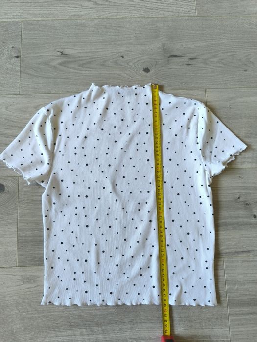 Sinsay koszulka bluzka t-shirt biała kropki  rozmiar L dziecięce 10-12