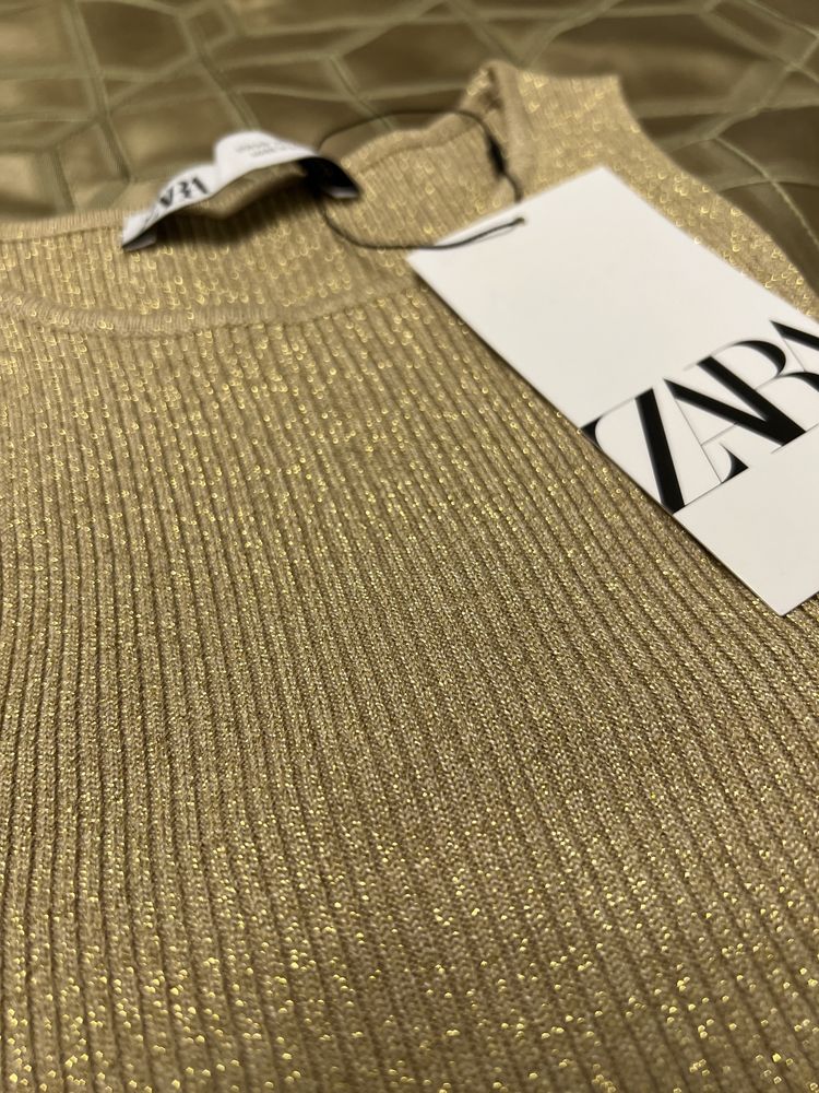 Metallic knit crop top Zara