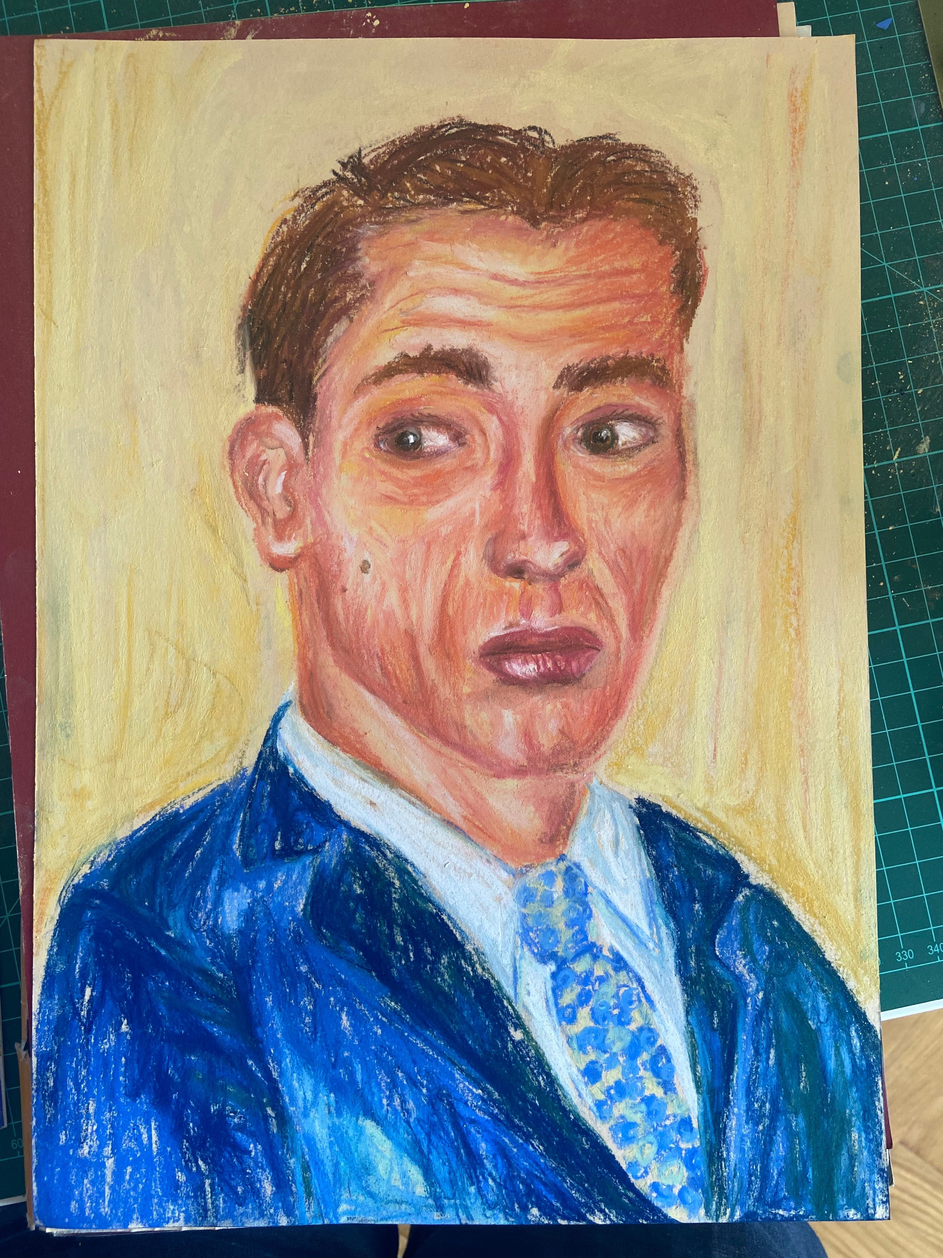 Portret ręcznie malowany pastelami suchymi