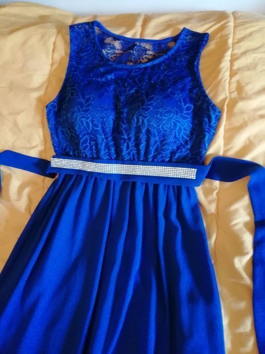 Vestido longo de cerimónia com cinto tamanho 38/40