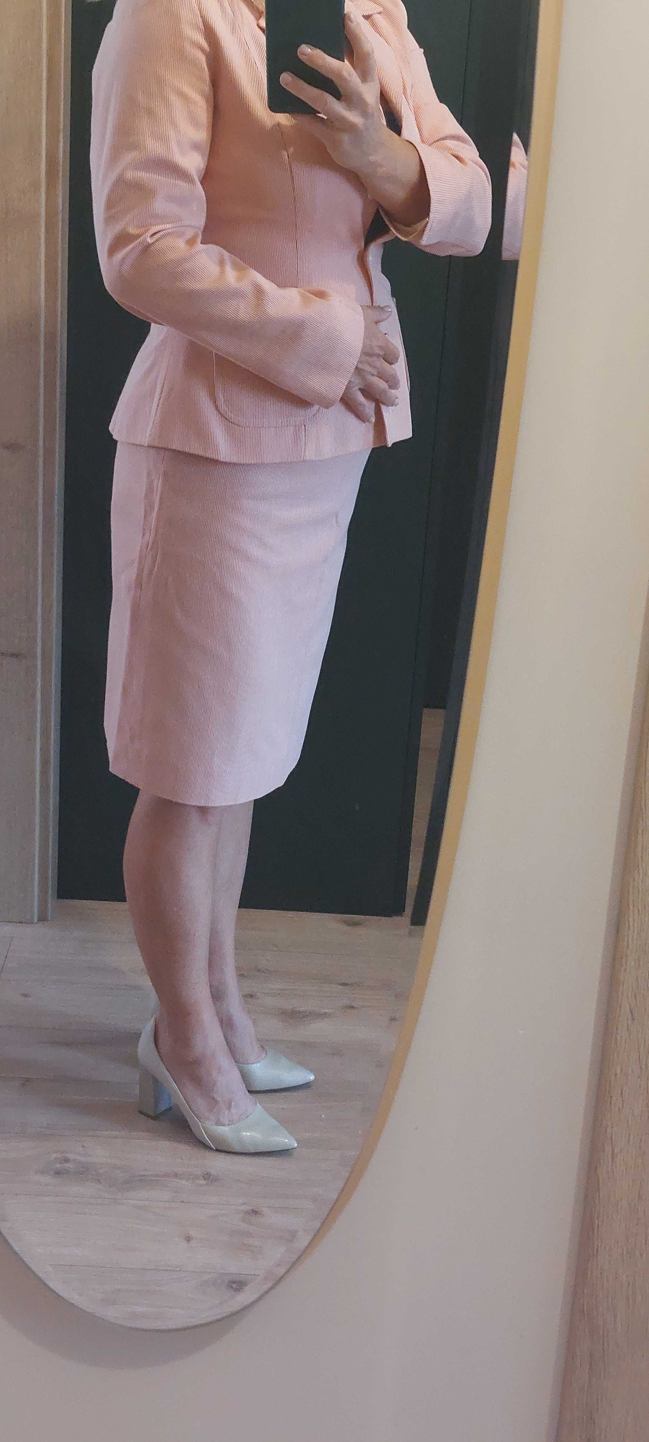 Claudia Kresber designer komplet marynarka paski spódnica bawełna