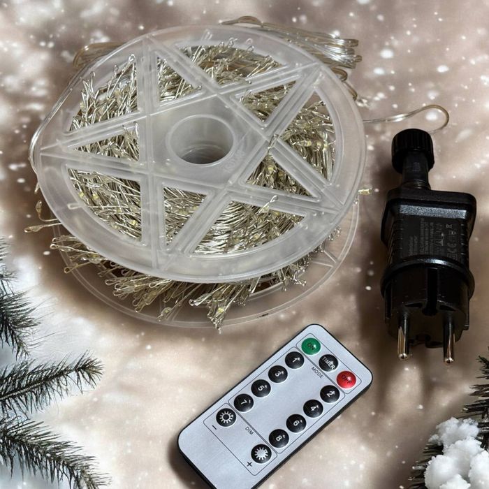 Мишура гирлянда-нить 100м, 50 м и 30 м теплый свет (премиум качества)