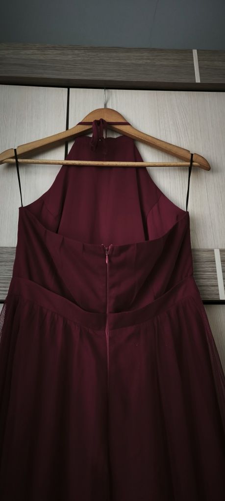Sukienka długa tiulowa 40 emo burgund