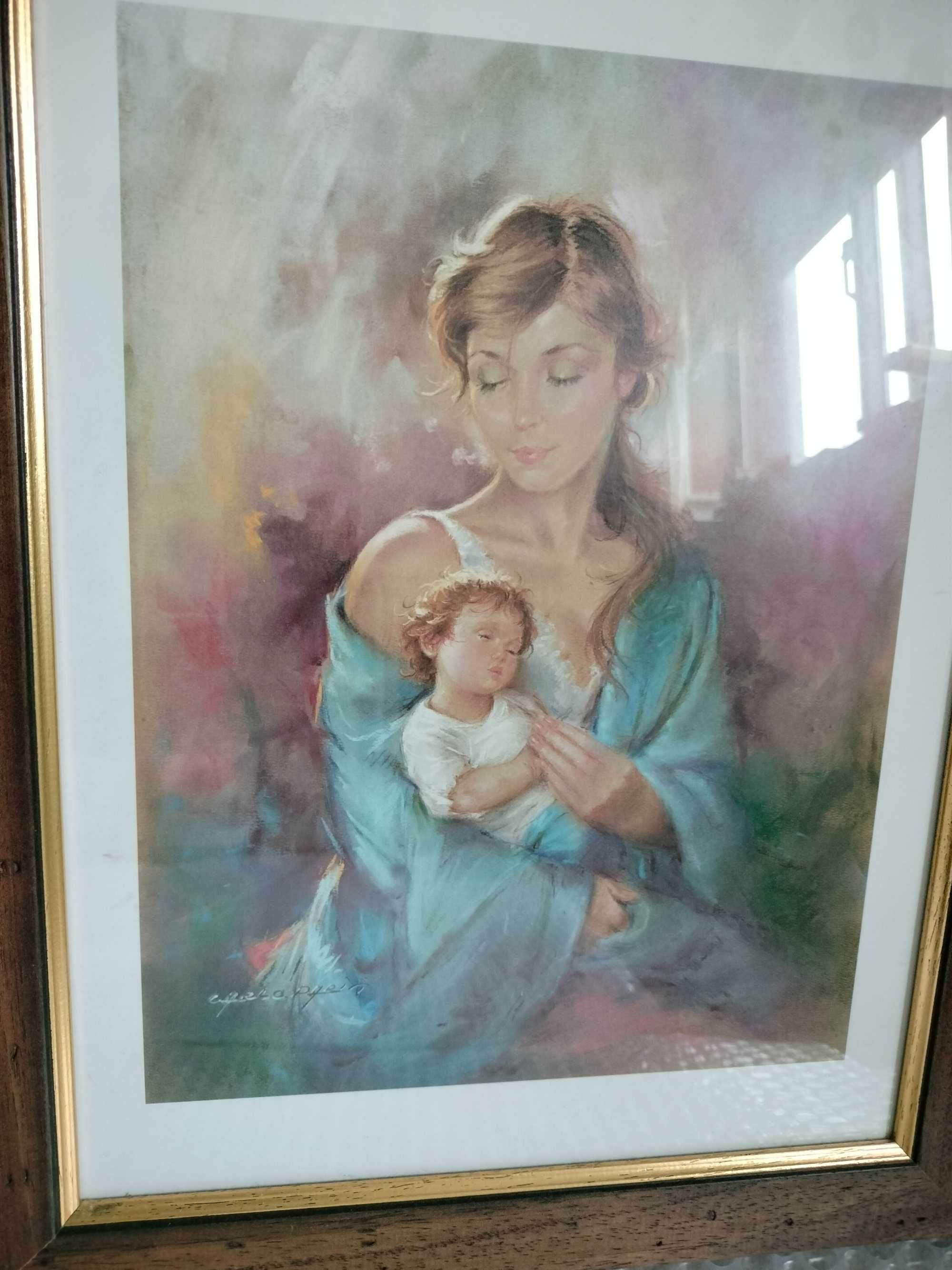 Quadro de mulher com filho ao colo