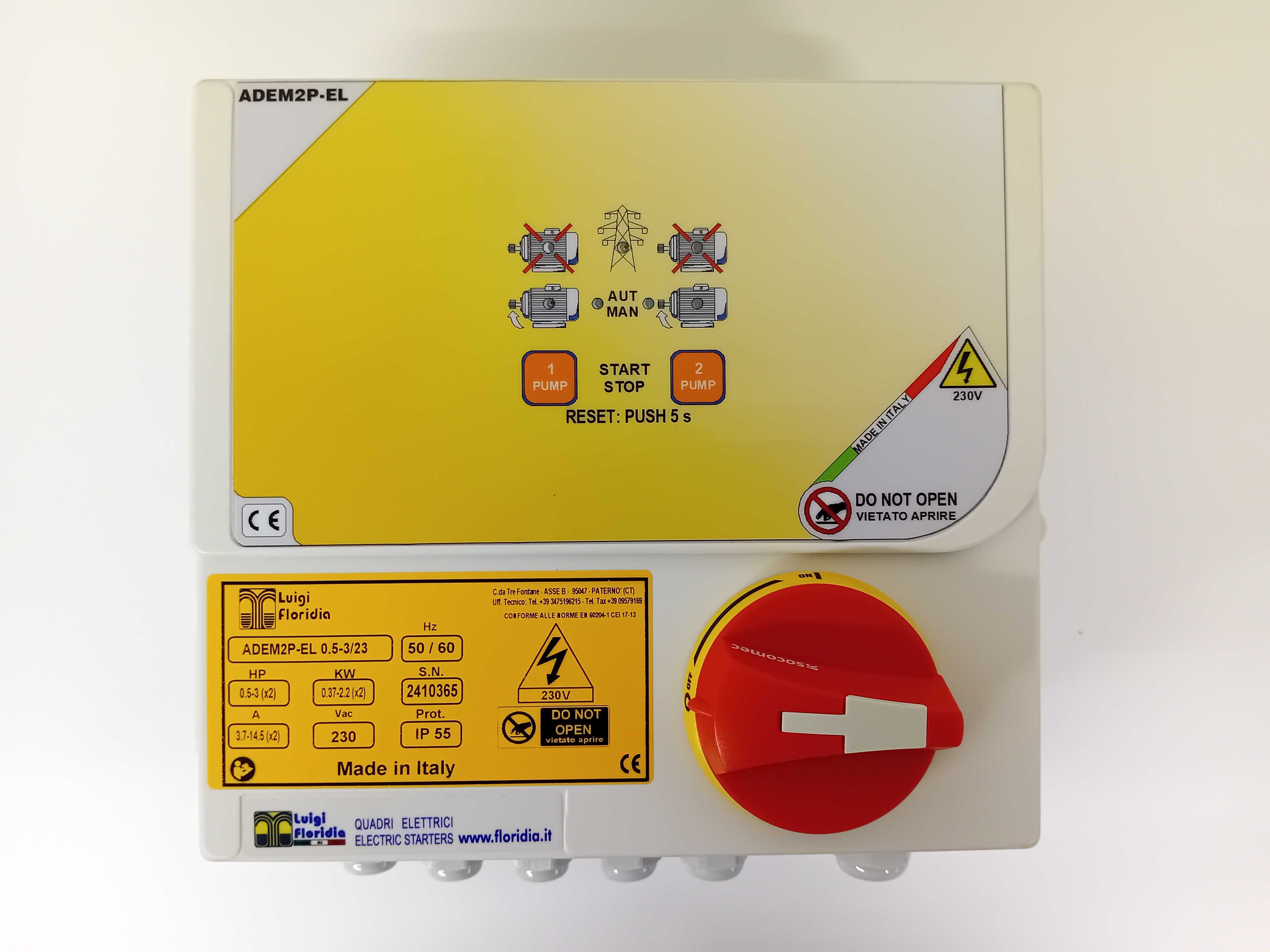 jednofazowy kontroler/sterownik dla 2-pomp(silników) 2x0,37-2,2Kw
