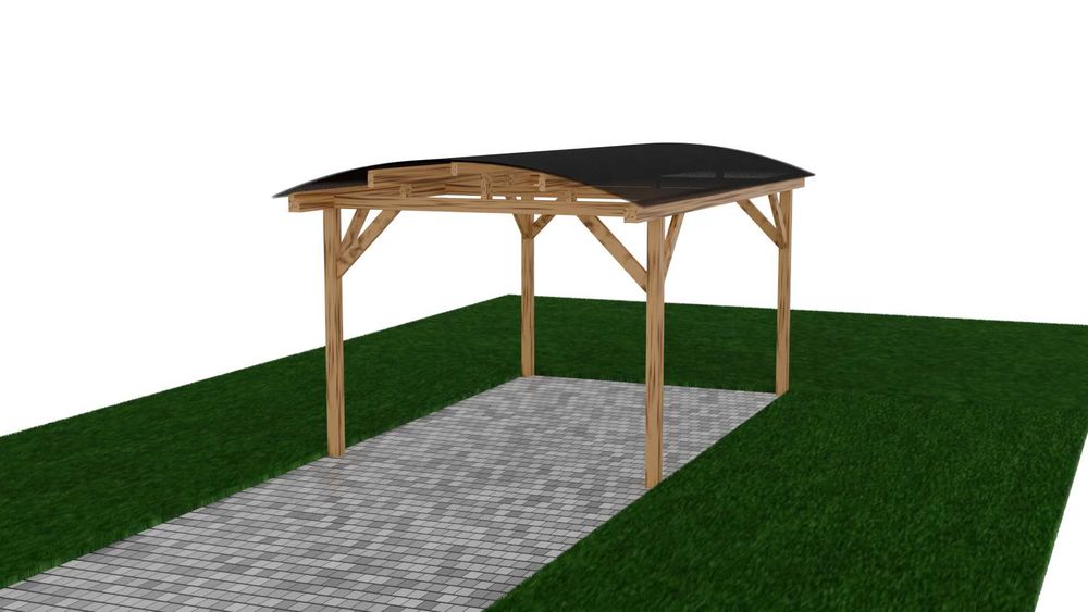wiata carport, jeden samochód poliwęglan dymiony