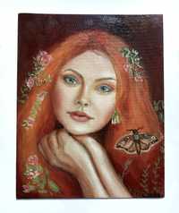 Obraz olejny rudowłosa kobieta