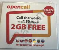 Czechy sim karta Opencall 200kc saldo 2GB czeski starter nowy sieci O2