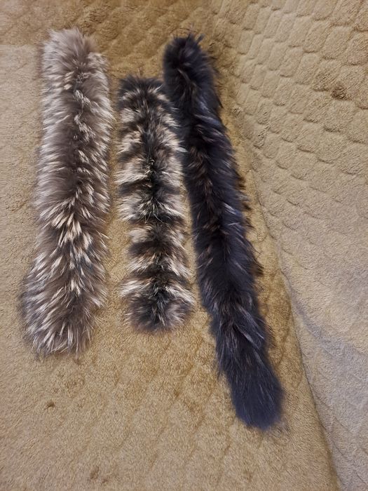 Опушка на капюшон енот натуральный мех меховой воротник  на обувь