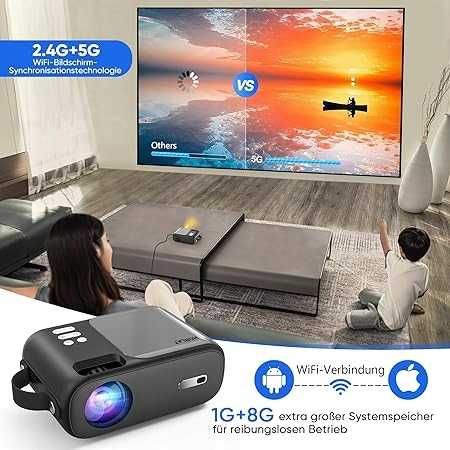 Mini projektor Bluetooth 5G, WiFi jak za darmo