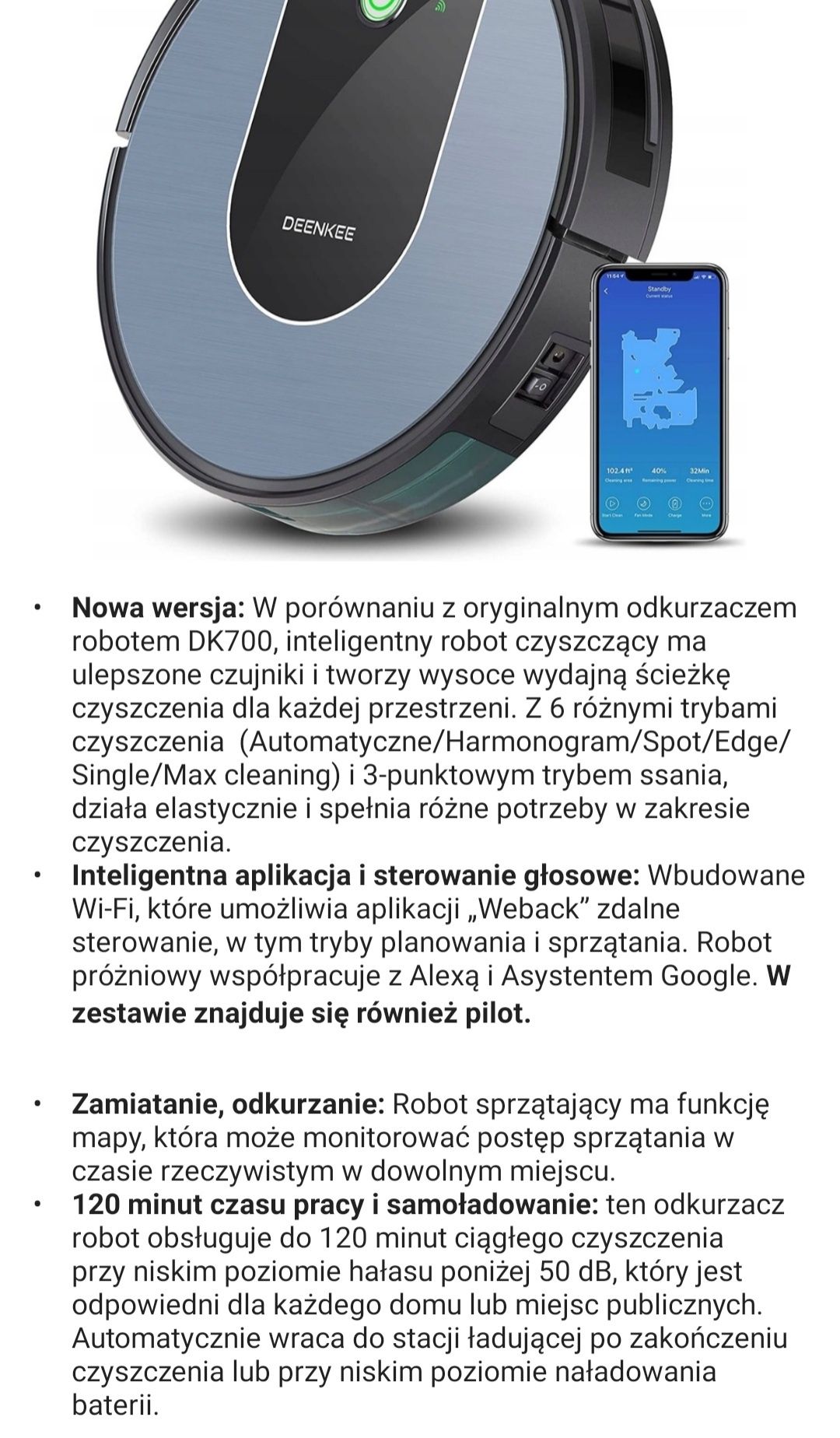 Robot sprzatajacy Deenkee