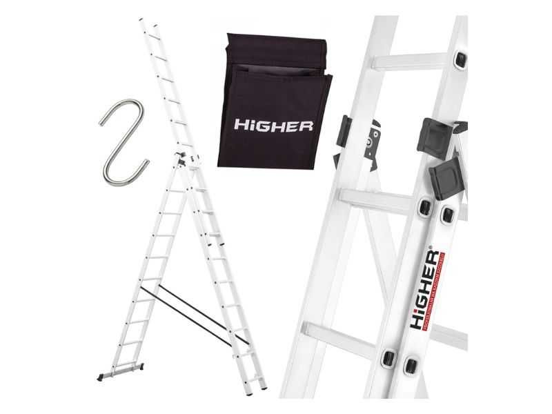 Drabina aluminiowa wielofunkcyjna 3x10 HIGHER 7,55 m 150 kg HAK TORBA