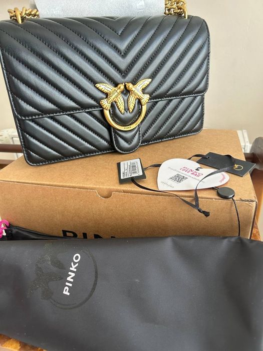 NOWA! Torebka pinko Love Chevron 27cm-Skan NFC -cały zestaw z metkami!