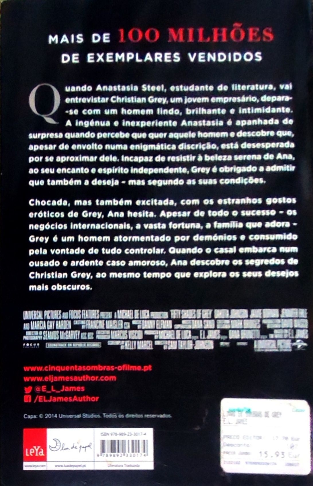 Livro, As Cinquenta Sombras de Grey, como novo.