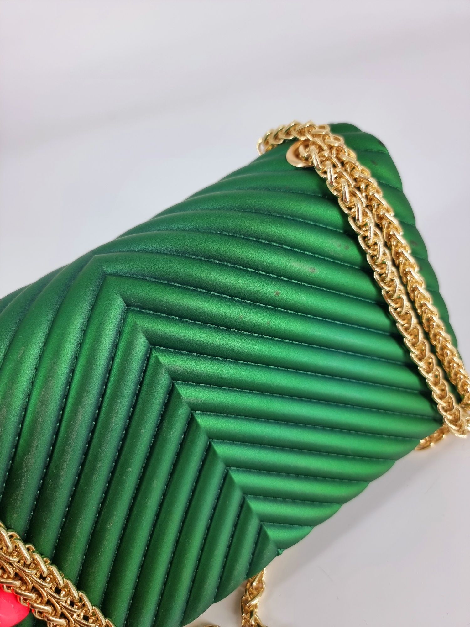 Torebka zielona metaliczna jelly bag kuferek sylwester Nowy
