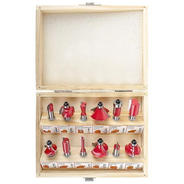 Набор фрез по дереву 12 ед. INTERTOOL HT-0071