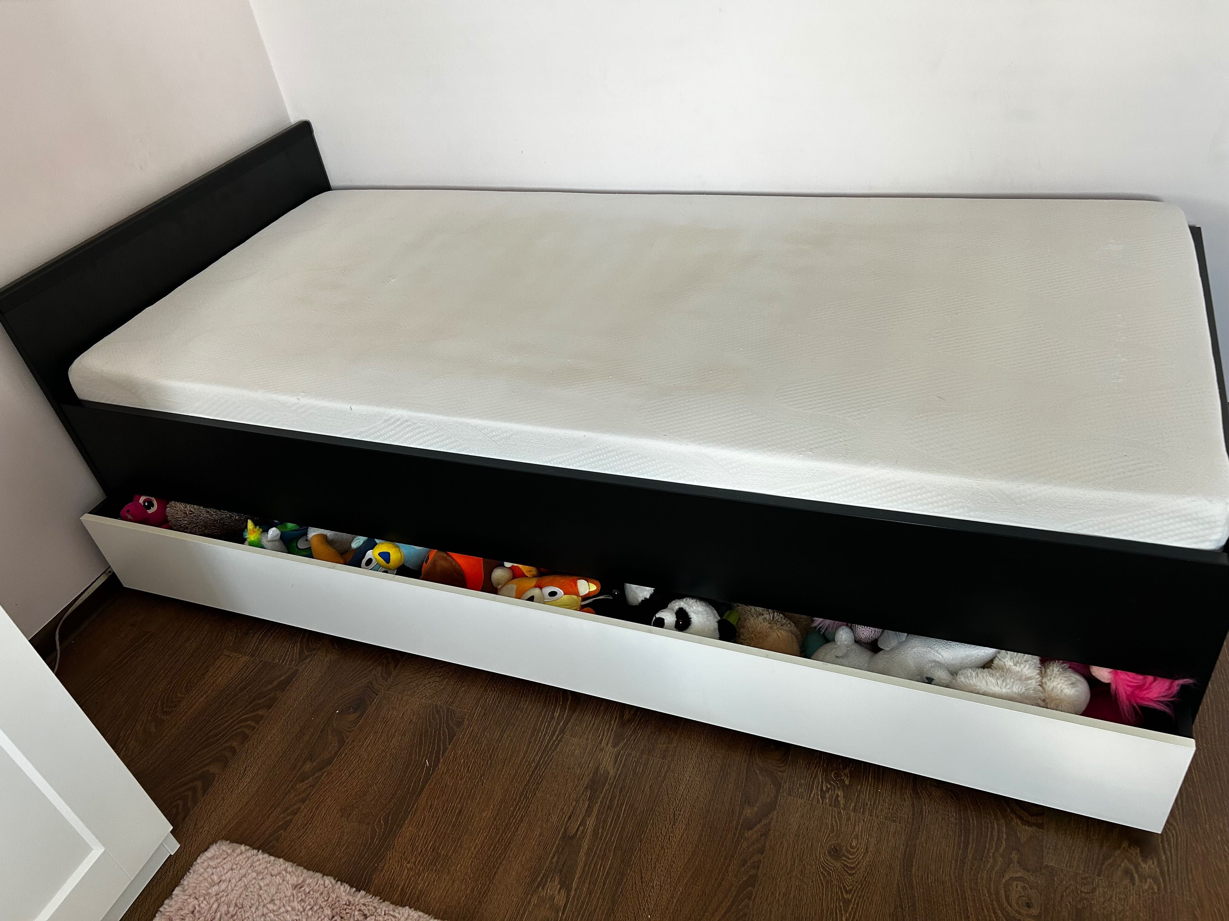 Łóżko biało czarne 90x200