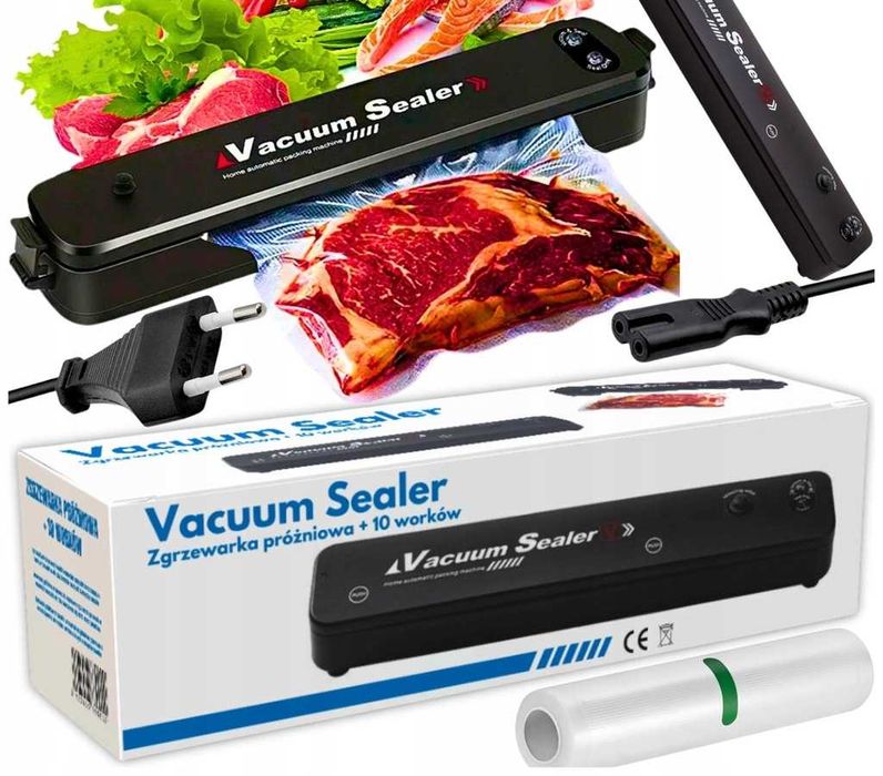Zgrzewarka Próżniowa Folii Pakowarka Żywności Jedzenia 10 Worków 90W