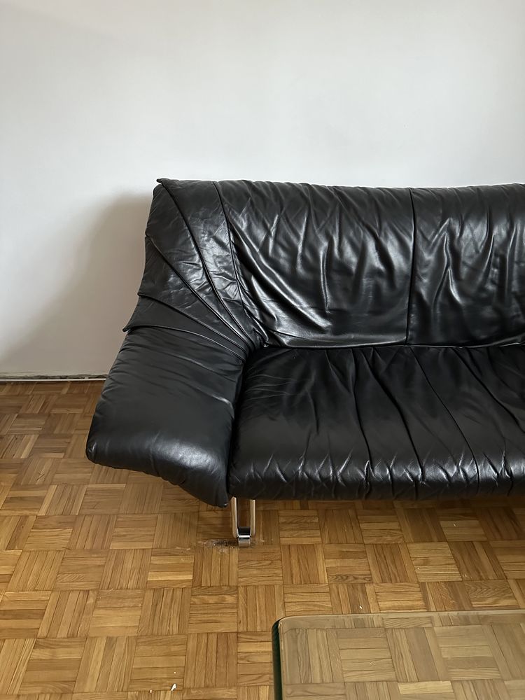 Sofa skórzana chrom lata 80 vintage