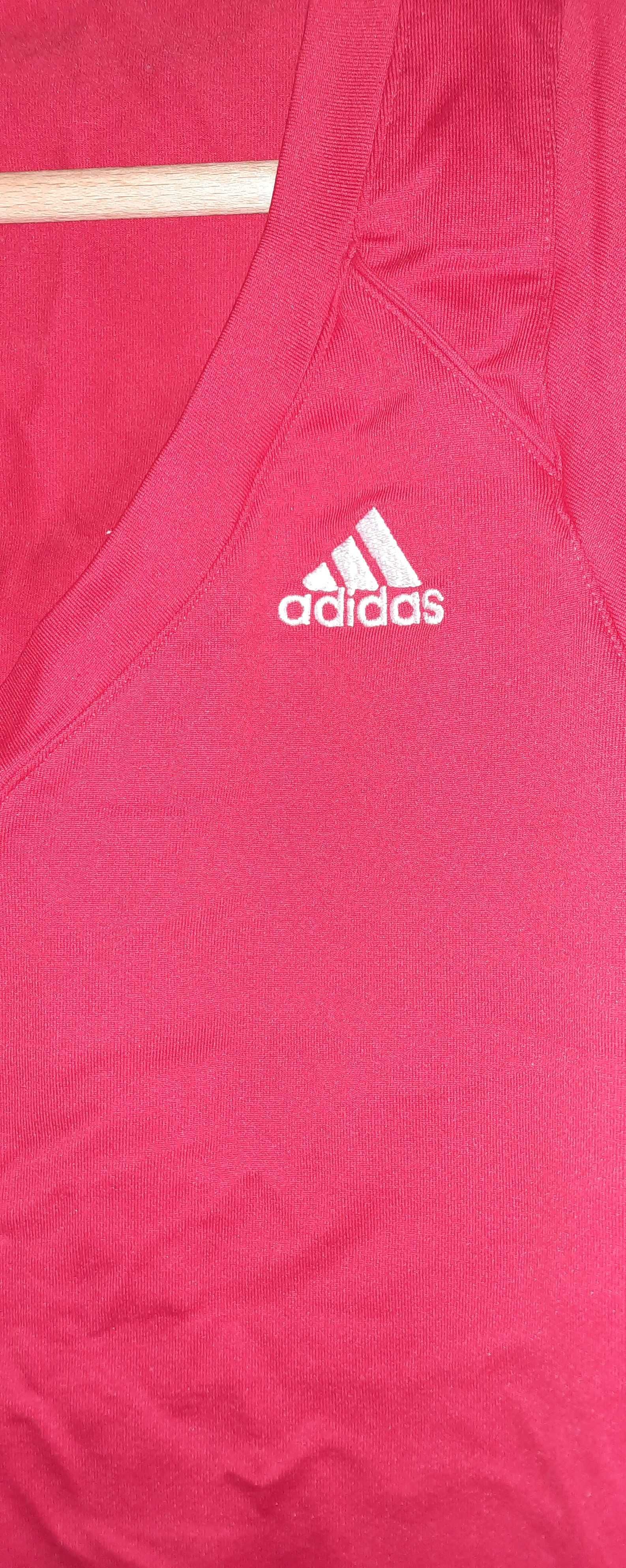 Czerwony sportowy top t-shirt Adidas rozm. XS/S