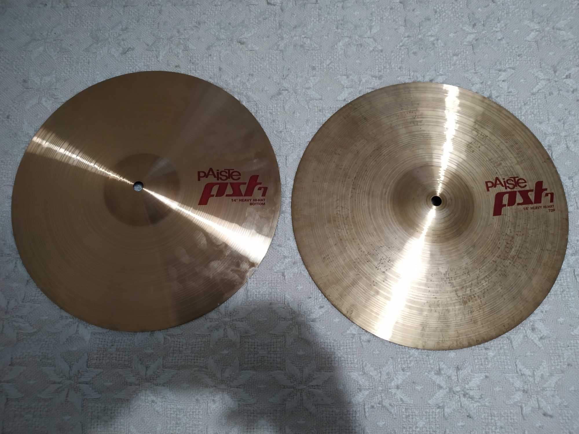 Pratos Paiste PST 7 Ride, Hi-hats e 2x China — ótimo estado