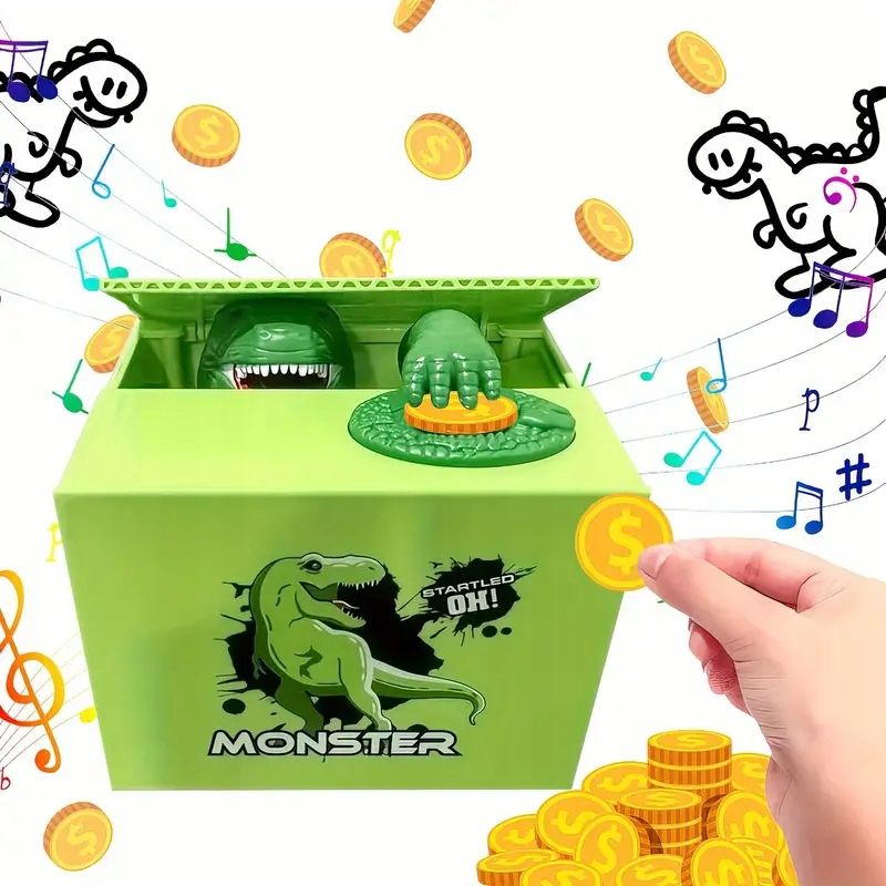 Skarbonka dla dzieci Dinozaur Monster Elektroniczna