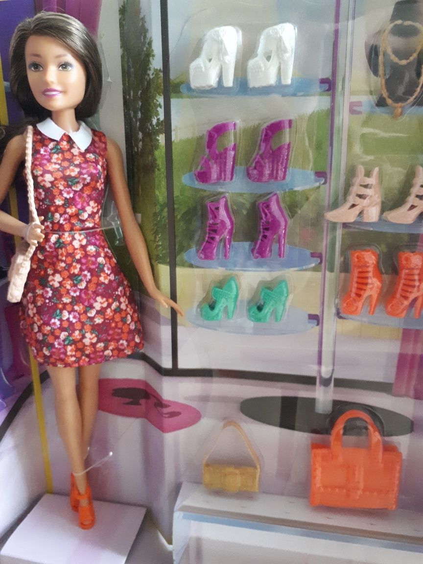 Nowy Zestaw Barbie Lalka Garderoba sukienka akcesoria torebki buty
