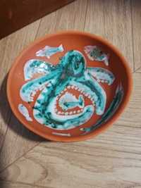 Miseczka ceramiczna malowana morski wzór ryby ośmiornica