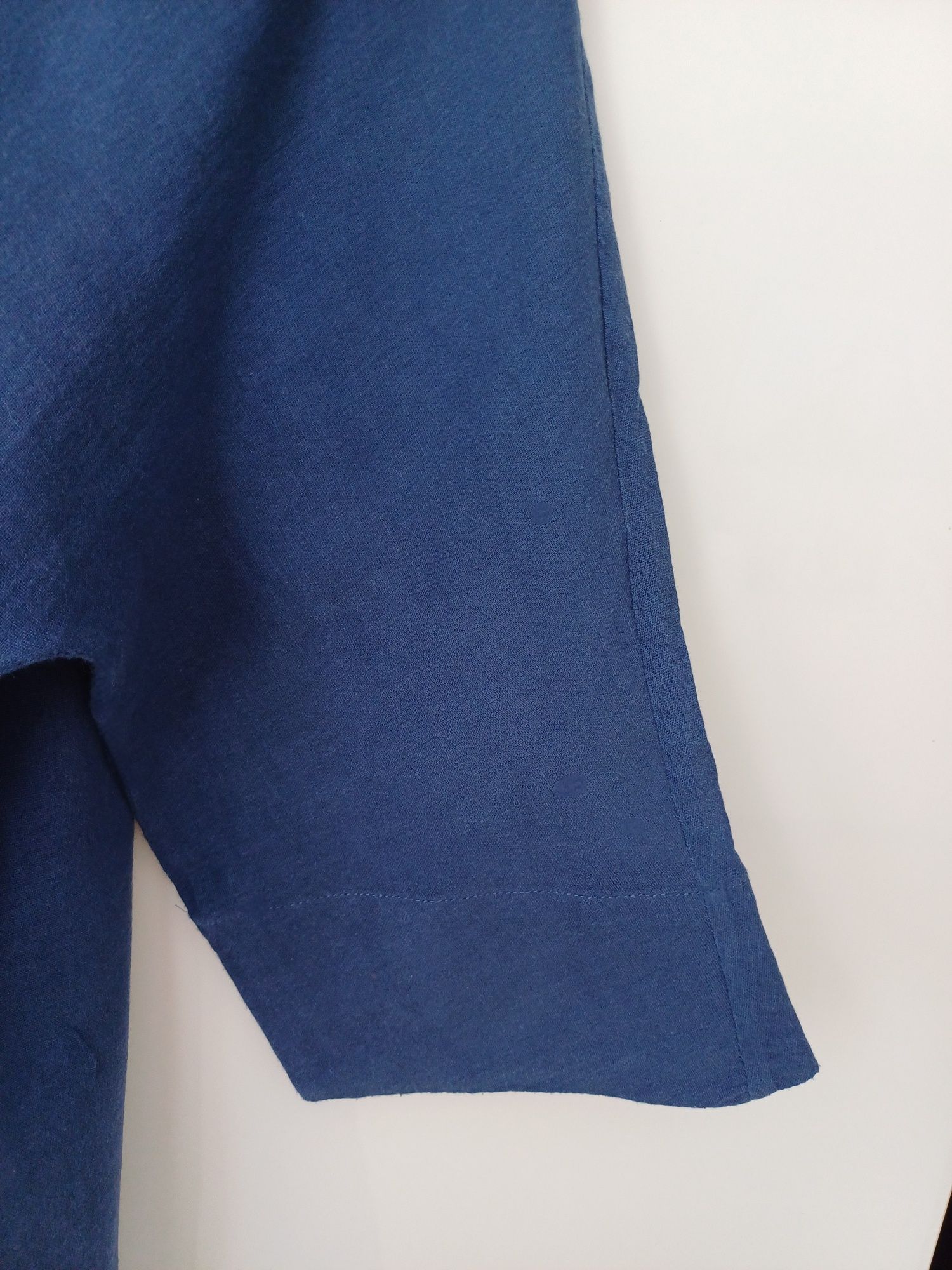 Massimo Dutti koszula oversize bawełna niebieska print rękaw 3/4