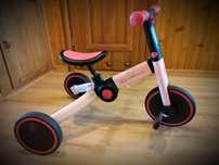 Rowerek Kinderkraft 4Trike trójkołowy, biegowy 3 w1 różowy składany
