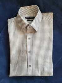 Koszula męska w kratkę 100% bawełna łatwe prasowanie dopasowany krój S
