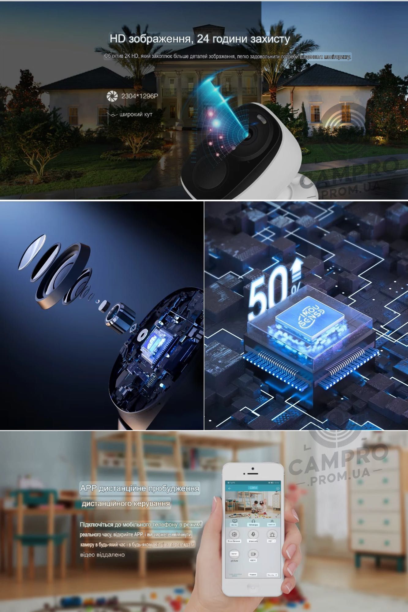 Беспроводная 3Mp уличная Wi-Fi камера с аккумулятором O-Kam Pro