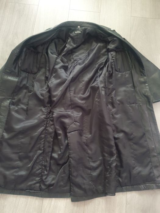 Płaszcz skórzany M damski jeans długi czarny