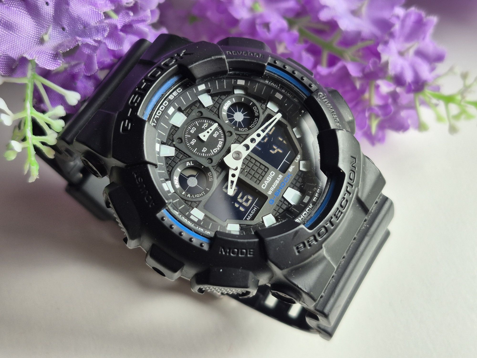 Męski zegarek Casio G-Shock GA-100B niebieski