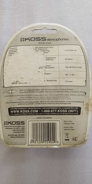 Auscultadores koss novos na embalagem