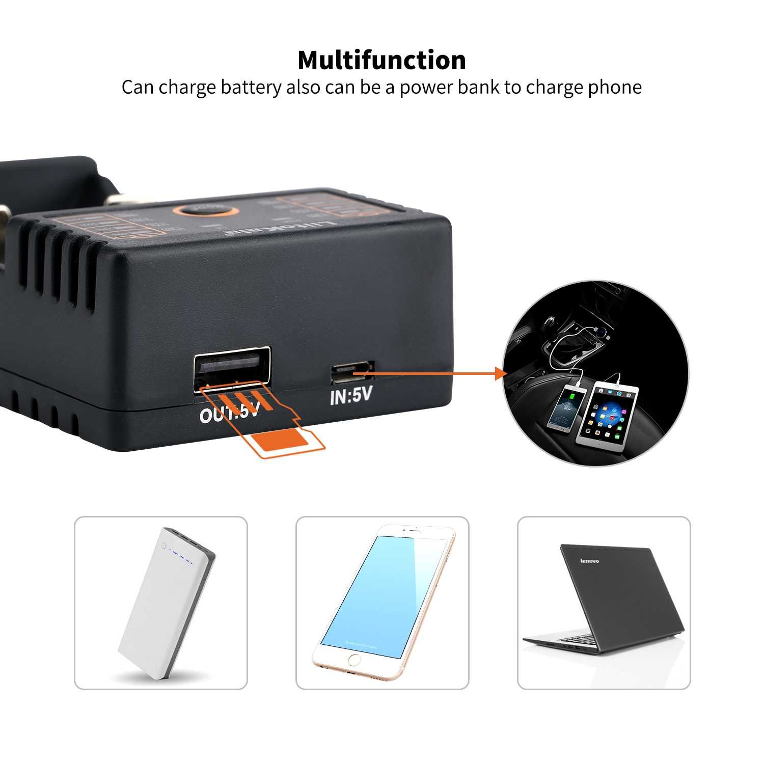 Универсальная зарядка LiitoKala Lii-202 Li-ion, Ni-MH + Power Bank