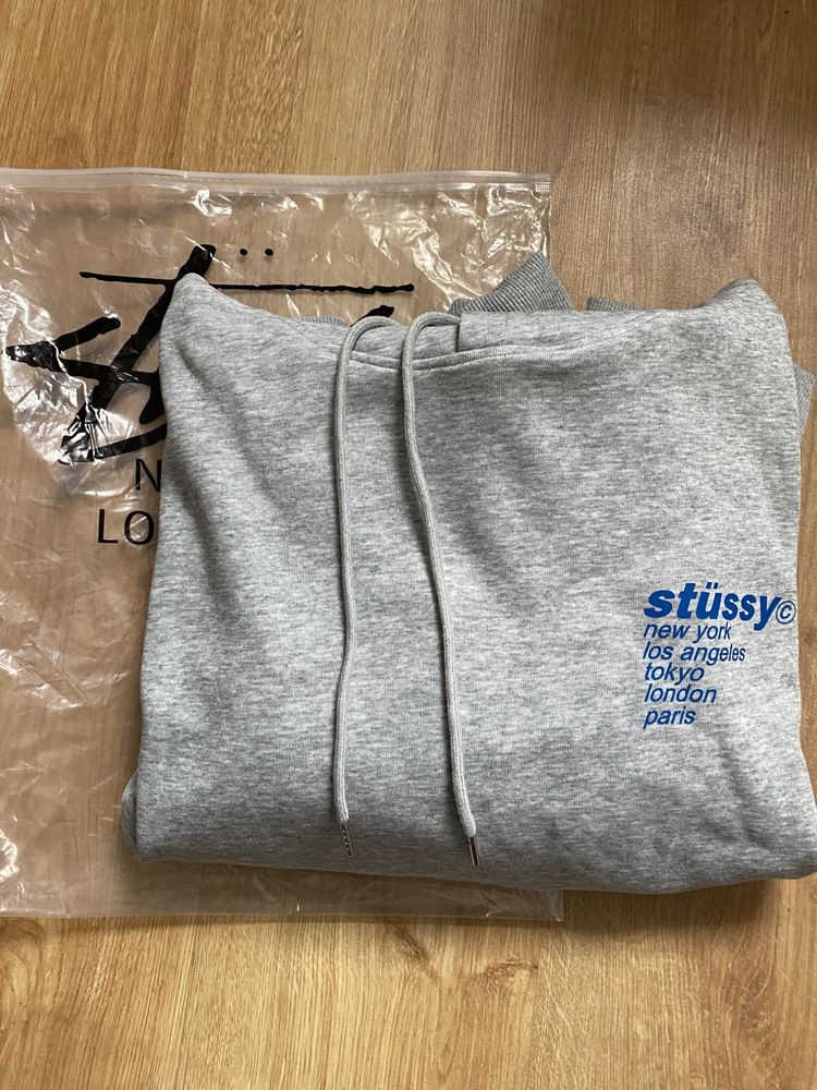 bluza hoodie szara grey stussy oversize nowa