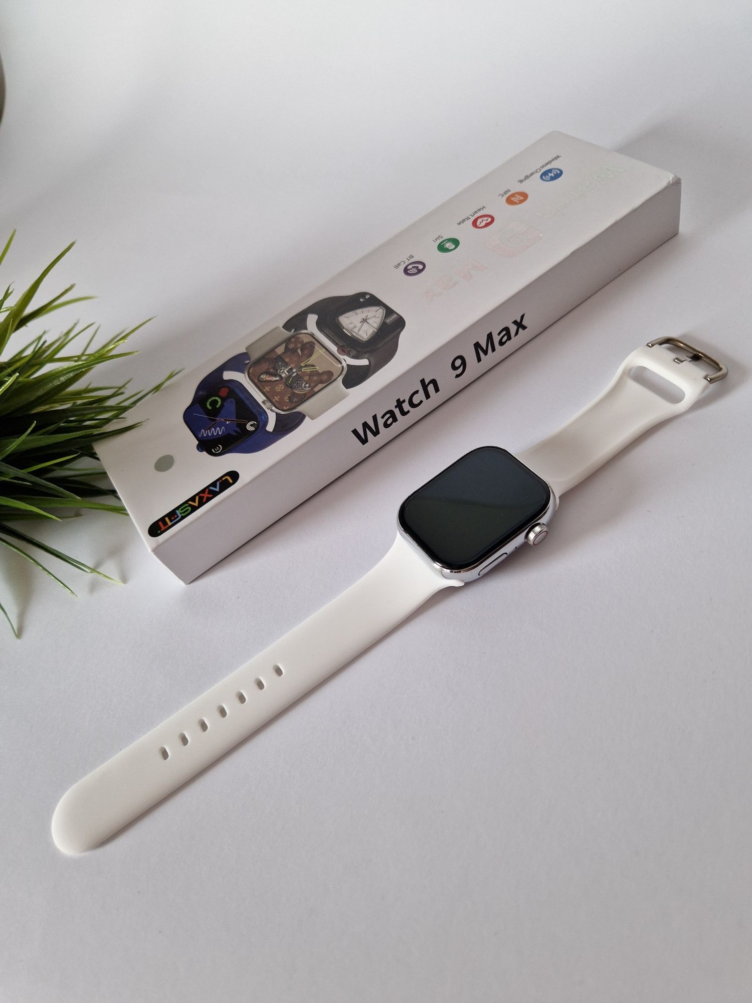 Smartwatch 9 Max, komplet, biały, amoled