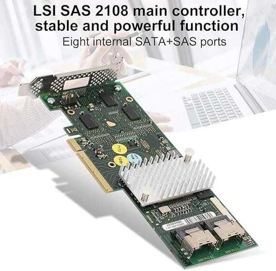 Karta kontrolera SAS ASHATA 8 portów D2616 SAS2108 SATA/SAS