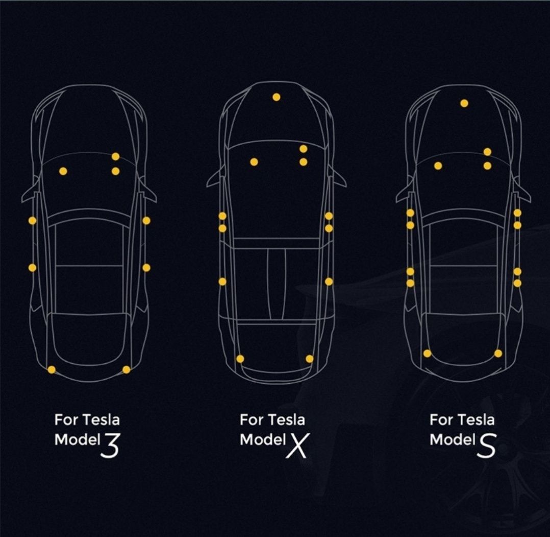 Проекція 3D підсвітка дверей, салону яскрава -біла, синя Tesla Y 3 S X