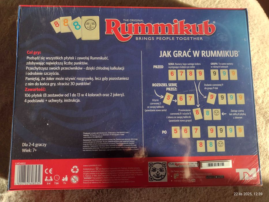 Gra Rummikub - NOWA, folia,oryginalnie zapakowana