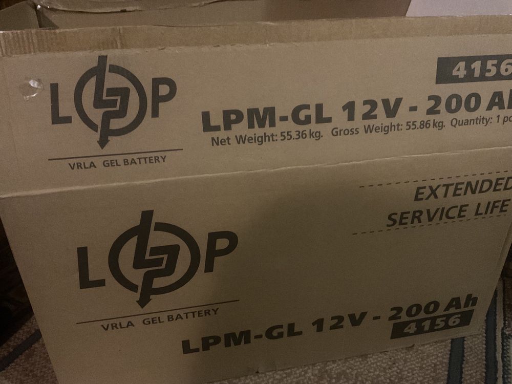 Акумулятор гелевий  200Ah для ДБЖ, UPS б/в Logic Power GL