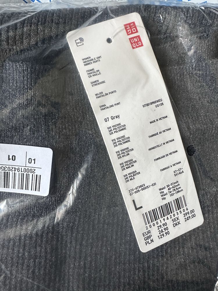 (M, L) Штани в рубчик uniqlo washable knit ribbed trousers (longer)