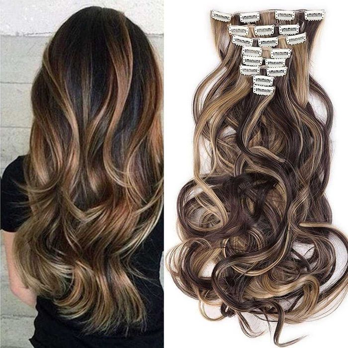 Doczepiane włosy clipin 65cm blond ciemny brąz