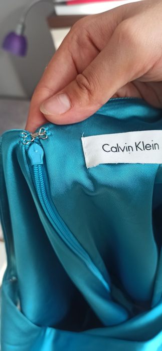 Turkusowa sukienka Calvin Klein r.40