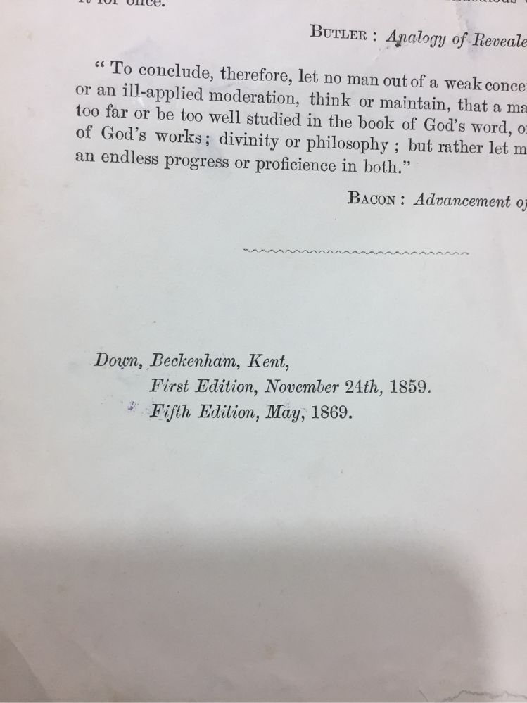 CHARLES DARWIN - On the Origin of Species 1869 - London 5th ed